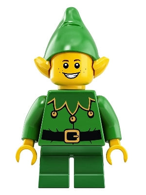 Preowned LEGO® Minifigure – Holiday & Event hol204 Elf Green Scalloped Collar w/Bells Freck