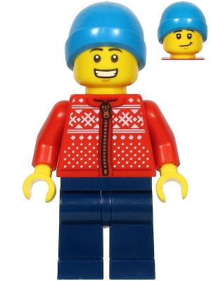 Preowned LEGO® Minifigure – Holiday & Event hol217 Man Red Winter Jacket Dark Blue Legs Dar