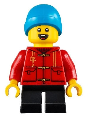 Preowned LEGO® Minifigure – Holiday & Event hol223 Child Boy Red Tang Jacket w/Hood Black S