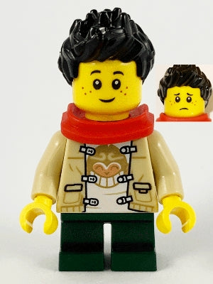Preowned LEGO® Minifigure – Holiday & Event hol230 Child Boy Tan Tang Jacket Dark Green Sho