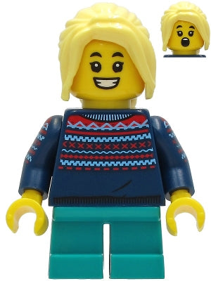 LEGO Minifig LEGO Brand hol238 Girl Dark Blue Knit Sweater Dark