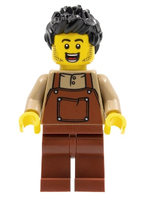 Preowned LEGO® Minifigure – Holiday & Event hol260 Man Black Spiky Hair Dark Tan Shirt Redd