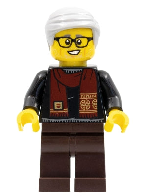 Preowned LEGO® Minifigure – Holiday & Event hol264 Grandfather Black Shirt w/Dark Red Scarf