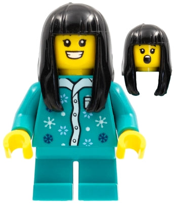 Preowned LEGO® Minifigure – Holiday & Event hol272 Child Girl Dark Turquoise Pajamas Top Da