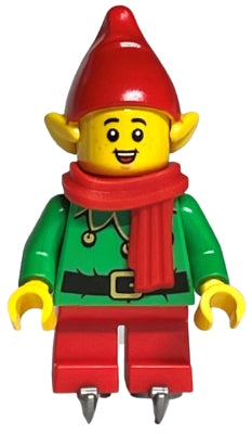 Preowned LEGO® Minifigure – Holiday & Event hol293 Elf Red Hat and Scarf Ice Skates
