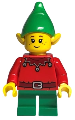 Preowned LEGO® Minifigure – Holiday & Event hol294 Elf Dark Red Scalloped Collar w/Bells Br