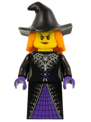 Preowned LEGO® Minifigure – LEGO® Brand hol301 Witch Black Floppy Hat Orange Hair Dark Purp