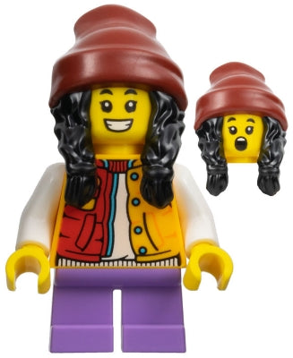 Preowned LEGO® Minifigure – Holiday & Event hol308 Child Girl Red and Bright Light Orange J