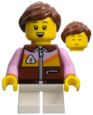 Preowned LEGO® Minifigure – Holiday & Event hol320 Child Girl Reddish Brown Jacket White Sh