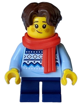 Preowned LEGO® Minifigure – Holiday & Event hol327 Child Girl Bright Light Blue Knit Fair I