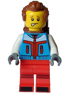 Preowned LEGO® Minifigure – Holiday & Event hol330 Tourist Male Dark Azure Jacket Red Legs