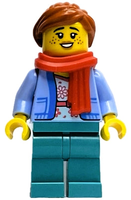 Preowned LEGO® Minifigure – Holiday & Event hol333 Wintertime Carriage Passenger - Female, Bright Light Blue Jacket over Whit