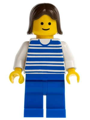 LEGO® Minifigure Town hor007 Horizontal Lines Blue White Arms Blue Legs Brown Fe