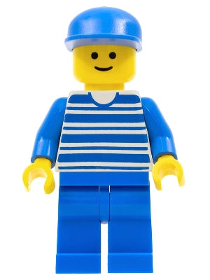 Preowned LEGO® Minifigure – Town hor008 Horizontal Lines Blue Blue Arms Blue Legs Blue Cap