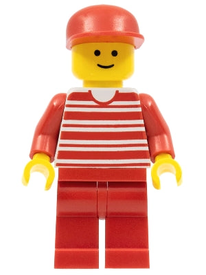 Preowned LEGO® Minifigure – Town hor011 Horizontal Lines Red Red Arms Red Legs Red Cap