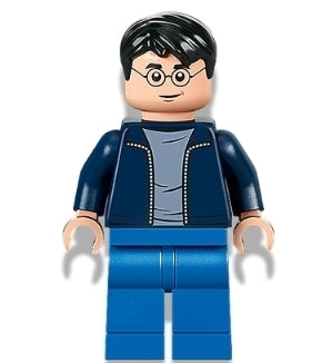 Preowned LEGO® Minifigure – Harry Potter hp338 Harry Potter Dark Blue Open Jacket Blue Legs