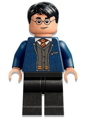 Preowned LEGO® Minifigure – Harry Potter hp346 Harry Potter Dark Blue Open Jacket over Gryf