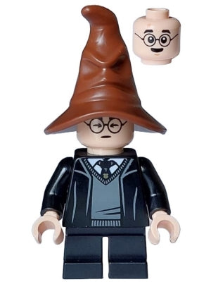 Preowned LEGO® Minifigure – Harry Potter hp466 Harry Potter - Hogwarts Robe, Black Tie and Short Legs, Reddish Brown Sorting
