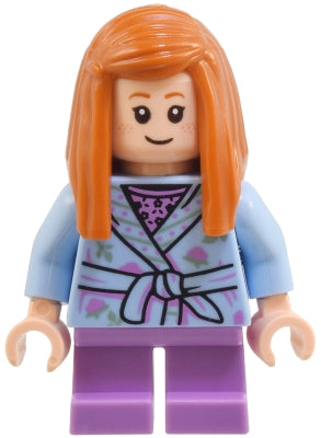 Preowned LEGO® Minifigure – Harry Potter hp512 Ginny Weasley - Bright Light Blue Dressing Gown, Medium Lavender Short Legs