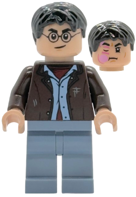 Preowned LEGO® Minifigure – Harry Potter hp528 (Harry Potter - Dark Brown Open Jacket, Sand Blue Legs, Bright Pink Stinging J