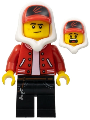Preowned LEGO® Minifigure – Hidden Side hs018 Jack Davids Red Jacket w/Cap and Hood (Lopsid