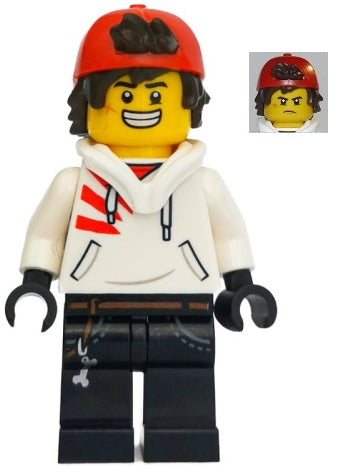 Preowned LEGO® Minifigure – Hidden Side hs043 Jack Davids White Hoodie w/Backwards Cap and