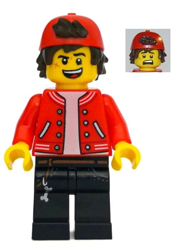 Preowned LEGO® Minifigure – Hidden Side hs047 Jack Davids Red Jacket w/Backwards Cap (Open