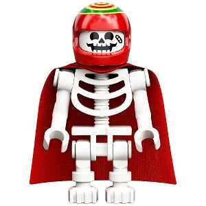 Preowned LEGO® Minifigure – Hidden Side hs063 Skeleton Red Cape and Helmet Bent Arms (Dougl