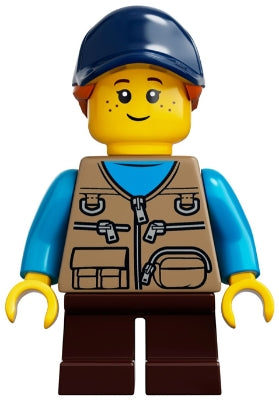 Preowned LEGO® Minifigure – LEGO® Ideas idea054 Child Girl Dark Tan Vest over Dark Azure Sh