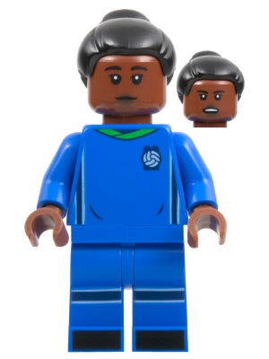 Preowned LEGO® Minifigure – LEGO® Ideas idea126 Soccer Player Female Blue Uniform Reddish B