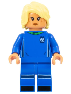 Preowned LEGO® Minifigure – LEGO® Ideas idea134 Soccer Player Female Blue Uniform Nougat Sk