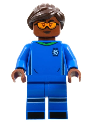 Preowned LEGO® Minifigure – LEGO® Ideas idea138 Soccer Player Female Blue Uniform Reddish B