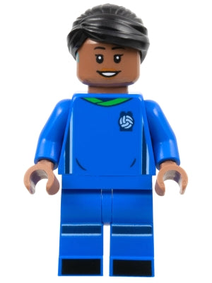 Preowned LEGO® Minifigure – LEGO® Ideas idea144 Soccer Player Female Blue Uniform Medium Br
