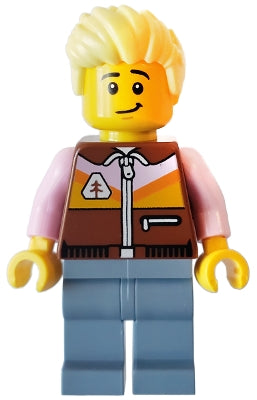 Preowned LEGO® Minifigure – LEGO® Ideas idea150 Camper Male Reddish Brown Jacket Sand Blue