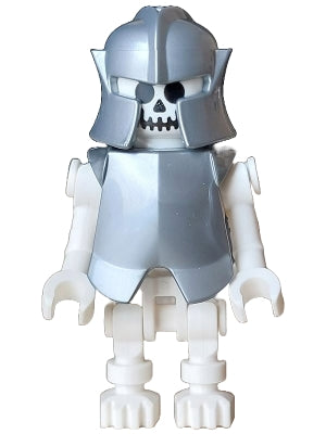 Preowned LEGO® Minifigure – LEGO Ideas (CUUSOO) idea187 Skeleton - Standard Skull, Bent Arms Vertical Grip, Flat Silver Helme
