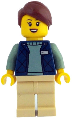 Preowned LEGO® Minifigure – LEGO Ideas (CUUSOO) idea209 Botanical Garden Manager - Female, Dark Blue Bodywarmer over Sand Gre