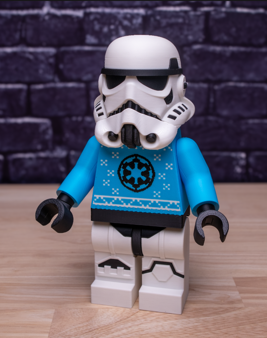 3D Printed Star Wars Stormtrooper - Holiday Sweater Version - Large Scale 8.5"- 9.5" Minifigure