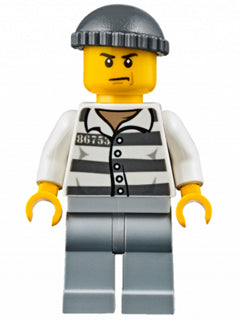 Preowned LEGO® Minifigure – Town jail006 Police Jail Prisoner 86753 Prison Stripes Dark Blu