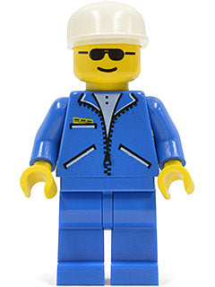 Preowned LEGO® Minifigure – Town jbl005 Jacket Blue Blue Legs White Cap Sunglasses