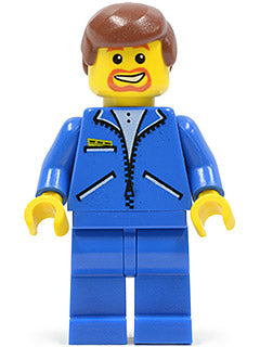Preowned LEGO® Minifigure – Racers jbl010 Jacket Blue Blue Legs Reddish Brown Male Hair Bro