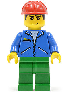 Preowned LEGO® Minifigure – Town jbl011 Jacket Blue Green Legs Red Construction Helmet