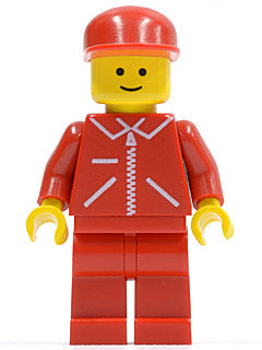 Preowned LEGO® Minifigure – Town jred008 Jacket Red w/Zipper Red Arms Red Legs Red Cap