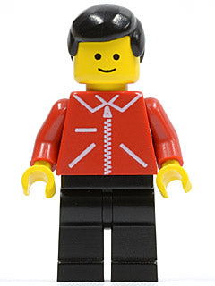 Preowned LEGO® Minifigure – Town jred009 Jacket Red w/Zipper Red Arms Black Legs Black Male