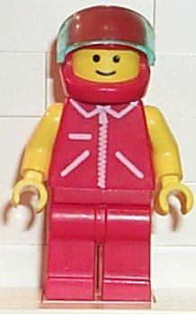 Preowned LEGO® Minifigure – Town jred012 Jacket Red w/Zipper Yellow Arms Red Legs Red Helme