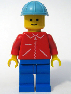 Preowned LEGO® Minifigure – Town jred013 Jacket Red w/Zipper Red Arms Blue Legs Maersk Blue