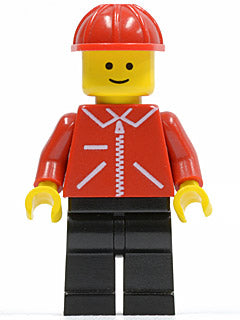 Preowned LEGO® Minifigure – Town jred016 Jacket Red w/Zipper Red Arms Black Legs Red Constr