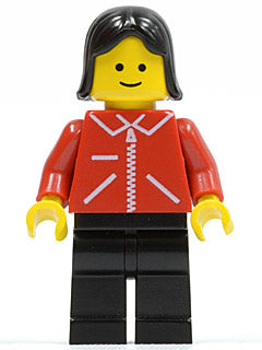 Preowned LEGO® Minifigure – Town jred020 Jacket Red w/Zipper Red Arms Black Legs Black Fema