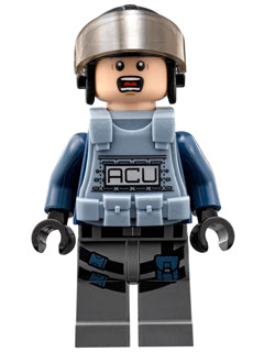 Preowned LEGO® Minifigure – Jurassic World jw004 ACU Trooper Male Black Aviator Cap w/Trans