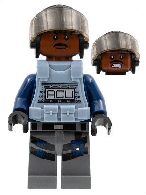 Preowned LEGO® Minifigure – Jurassic World jw013 ACU Trooper Male Black Aviator Cap w/Trans
