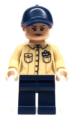Preowned LEGO® Minifigure – Jurassic World jw045 Park Worker Female Tan Shirt Dark Blue Leg